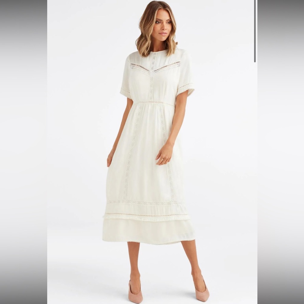 Vetta Lace Midi Dress - Ivory - M